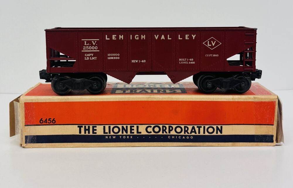 Lionel Postwar Lehigh Valley Hopper Car 6456 Maroon w/ OB